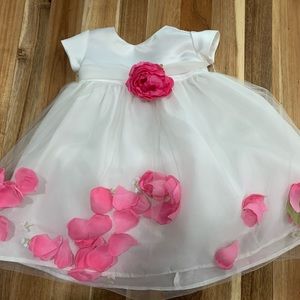 Us Angels Flower girl dress 12mo white with pink